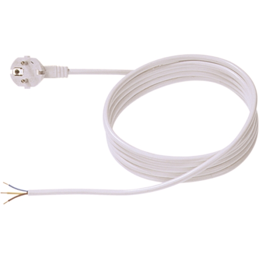 Beveiligingscontact - voedingskabel, aansluitkabel, wit, lengte 3,0m H03VV-F3G0,75