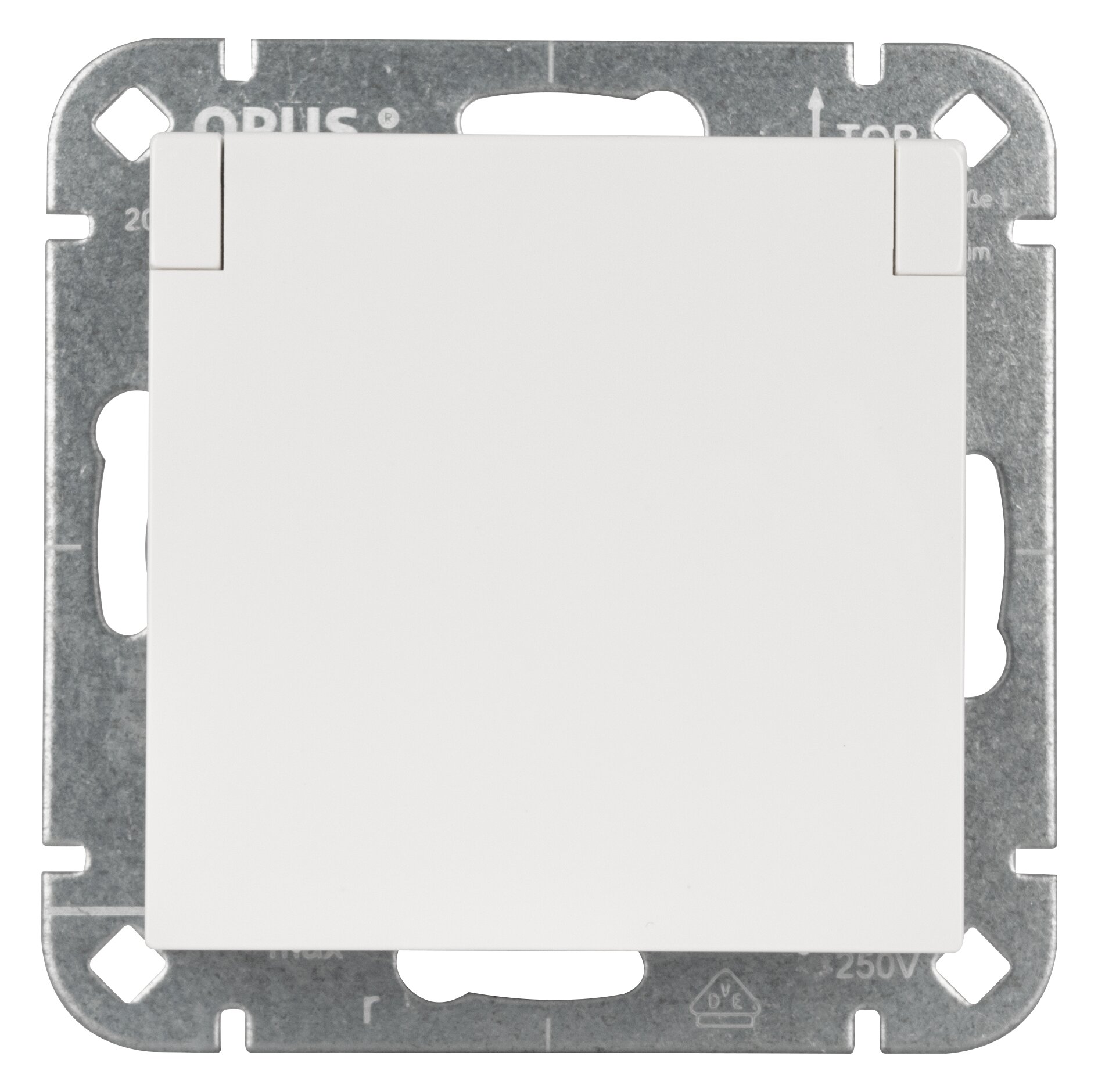 OPUS 55 Premium wandcontactdoos met klapdeksel, verhoogde contactbeveiliging. Contactbescherming, poolwit zijdemat
