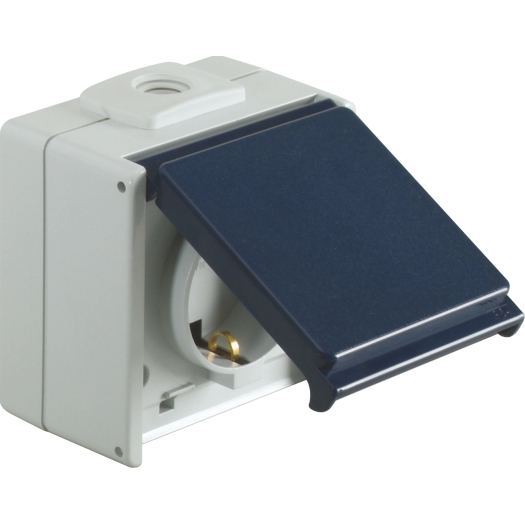 OPUS® AQUA geaarde contactdoos enkel lichtgrijs/staalblauw