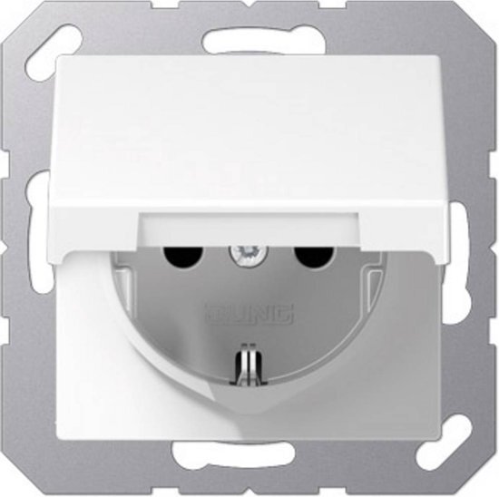 Wandcontactdoos met randaarde, 16A250V~, contactbeveiliging, klapdeksel