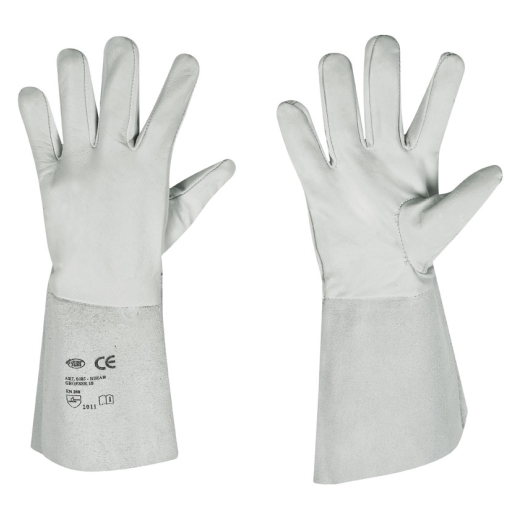 Handschoenen maat 9 BIHAR NAPPA-LEDER, WEISS, CAT 2