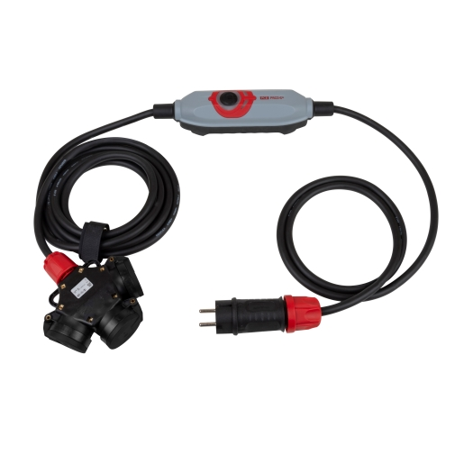 SIROX® PRCD-S+ veiligheidsverdeler met 3-voudig rolrubber contrastekker 4,5 m zwart
