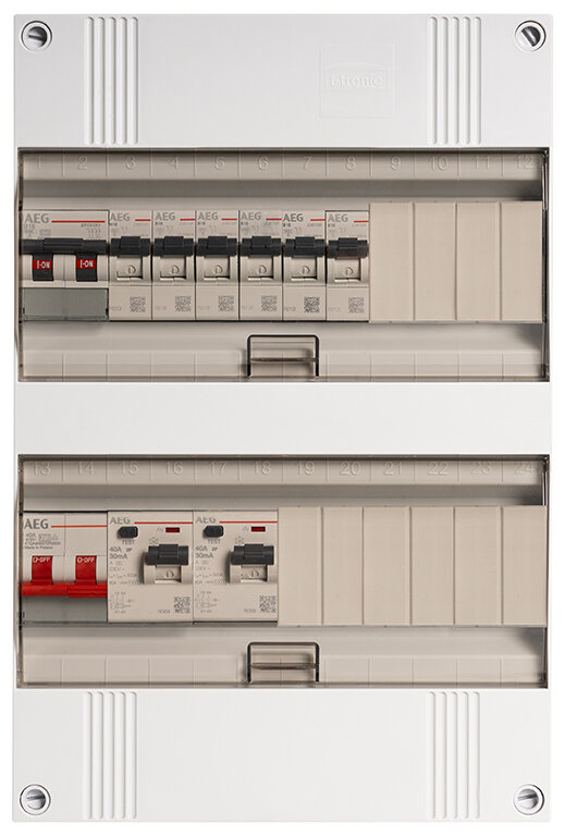 Groepenkast AEG 1-fase, 6 groepen + kookgroep, 40A 2P 2 x 40/0,03A 2P 