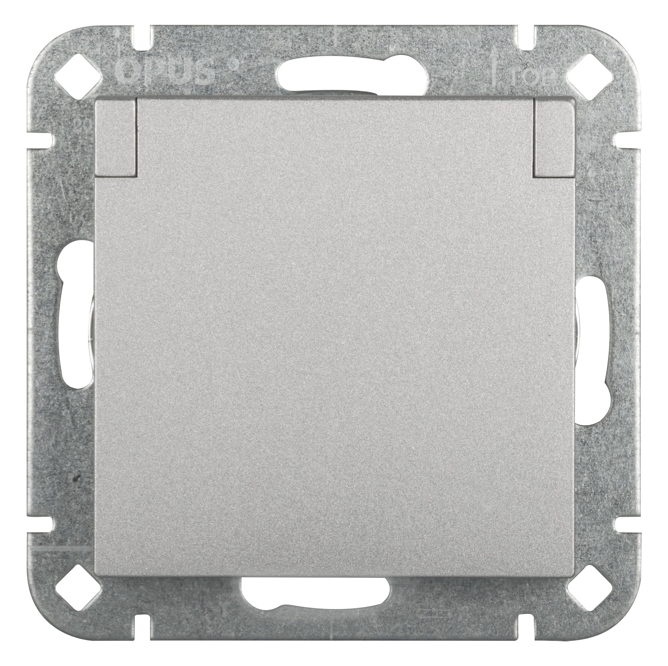 OPUS 55 Premium geaarde contactdoos IP20 met verend klapdeksel alu-zilver-zijdeglans