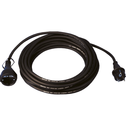 Verlengkabel met lichte rubberkabel H05RR-F 25 m zwart