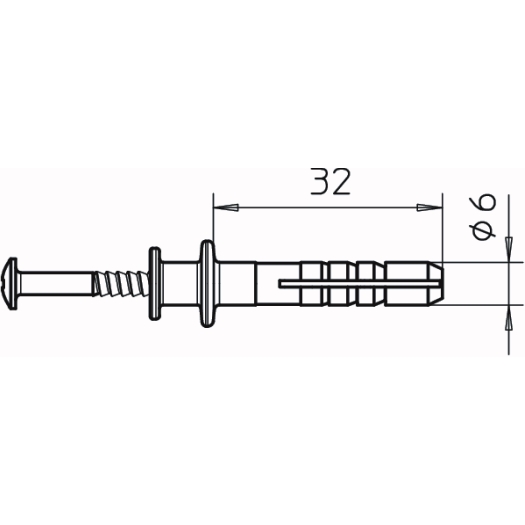 Slaganker met dubbele flens 6x35mm, PA, grijs wit, RAL 9002