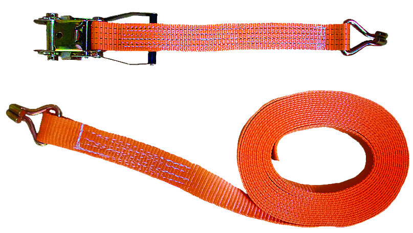 Spanband 2.000/4.000 kg, lengte 6 m, tweedelig met ratel en spitse haak, schuur- en slijtvast