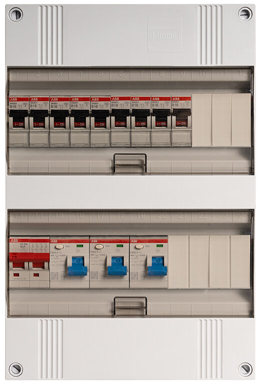 Groepenkast ABB 1-fase, 9 groepen 40A 2P 3 x 40/0,03A 2P 