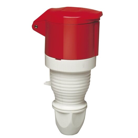 CEE-contrastekker IP 44, 5-polig, 400 V, 6 h 32 A, rood