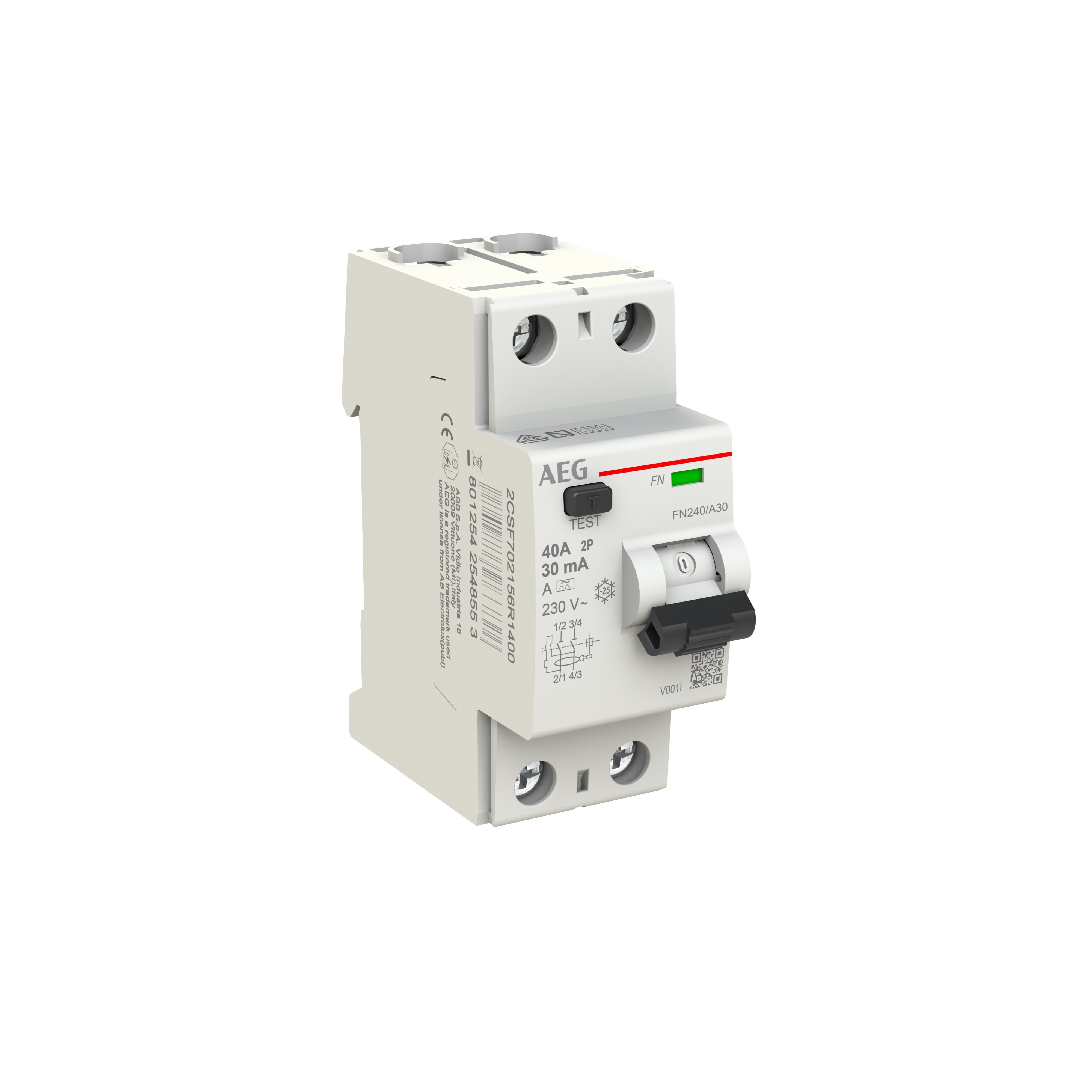 AEG Aardlekschakelaar 2P 40A 30mA "FN240" AEG Aardlekschakelaar 2P 40A 30mA "FN240"
