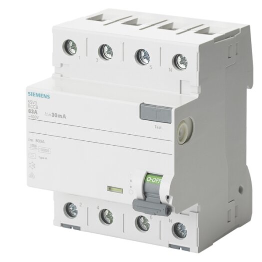 Siemens Aardlekschakelaar 4-polig Type A, "PSE/SSF" 40 A, 0,03 A