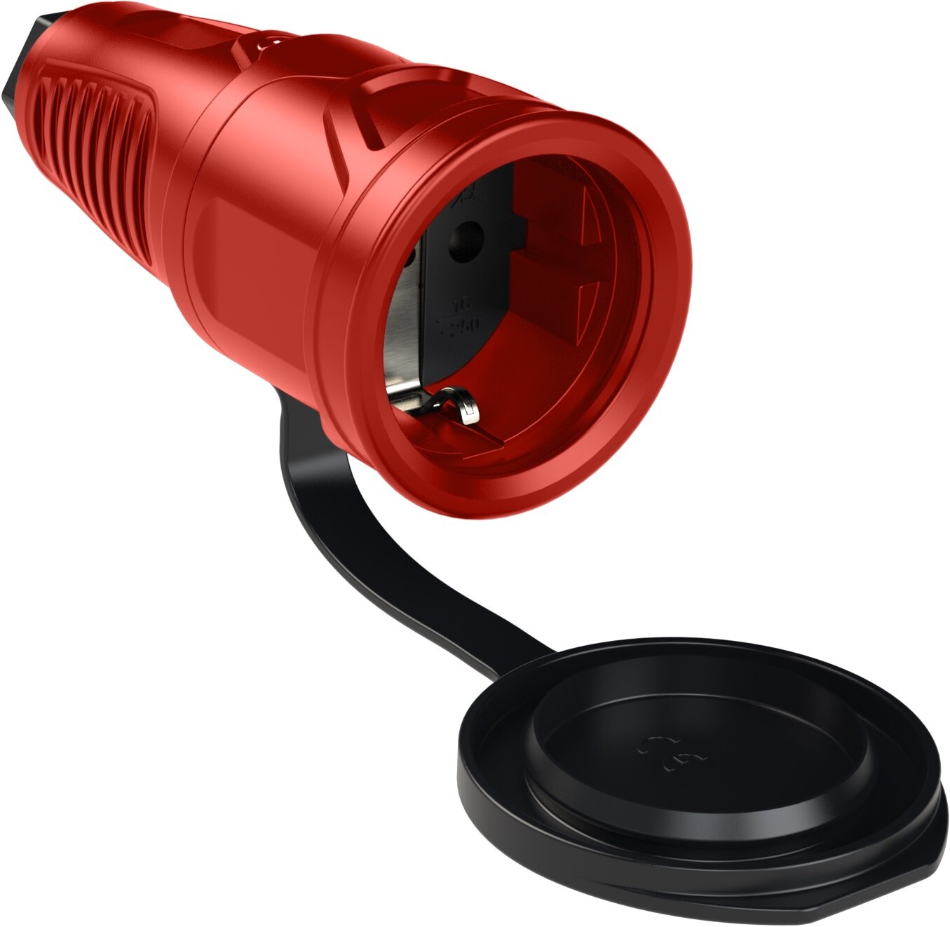 SIROX massief rubberen contrastekker met deksel op riem rood volrubber