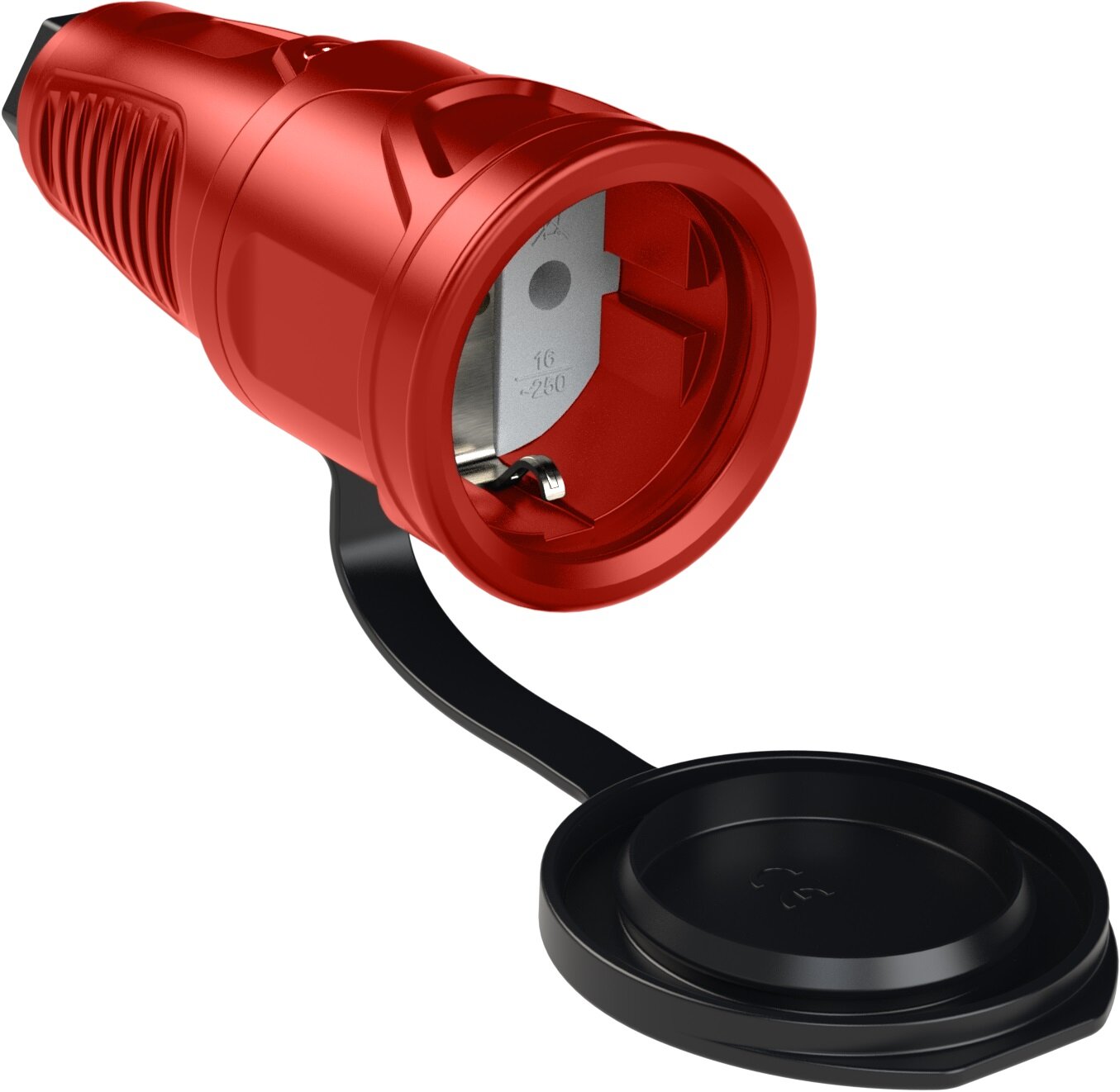 SIROX massief rubberen contrastekker met deksel op riem rood volrubber SIROX massief rubberen contrastekker met deksel op riem rood volrubber