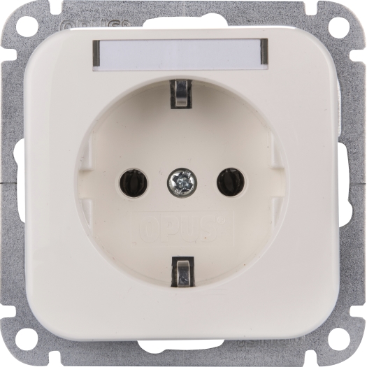 OPUS 1 geaarde contactdoos met tekstveld helder wit