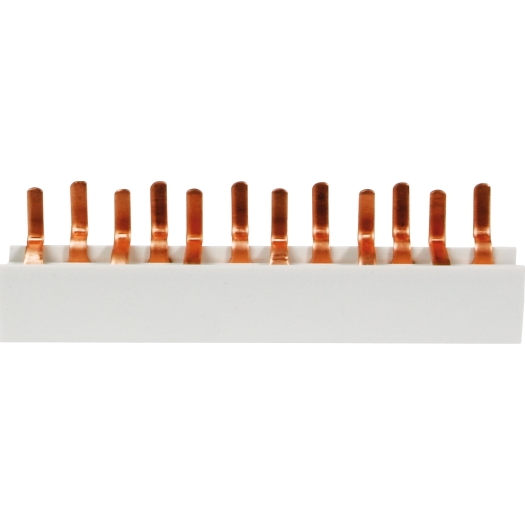 3-fasen stiftrail voor 1P+N automaten, L-uitvoering, open 6 x 1 polig + N, 113 mm lang