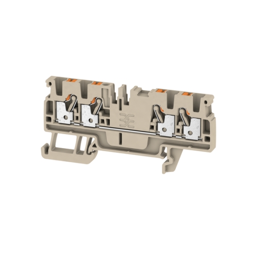 Doorvoermodulaire klem, PUSH IN, 2,5 mm², 800 V, 24 A, aantal aansluitingen: 4, TS 35, donkerbeige