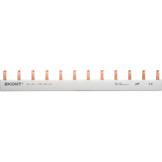 1-fase stiftrail, recht, gesloten 12 x 1 pool, 210 mm lang     