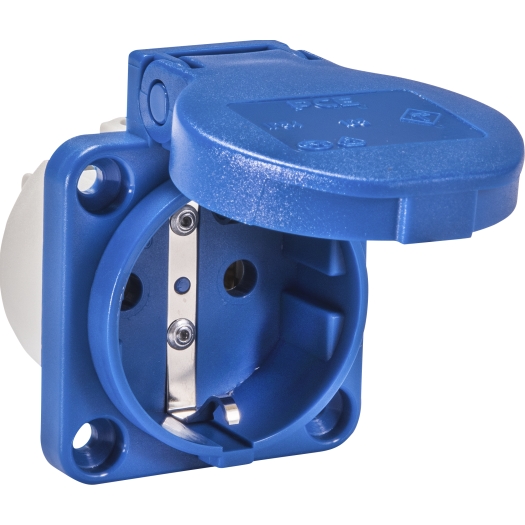 Machinecontactdozen IP 54 blauw (RAL 5017) van achteren 50 x 50 mm 38 x 38 mm