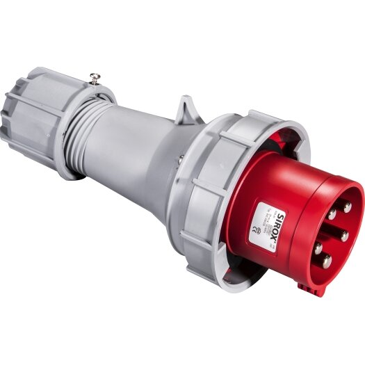 CEE-stekker 63A, 400 V, IP 67 met pilootcontact en vernikkelde contacten (5-polig) SIROX