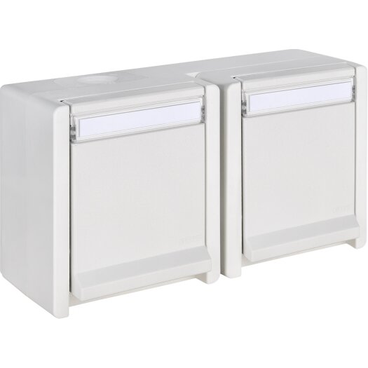 OPUS RESIST geaarde contactdoos 2-voudig, horizontaal, met verhoogde contactbescherming helder wit