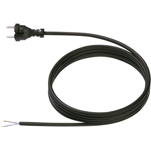 Aansluitkabel met rubberen contourstekker 24G, aansluitkabel voor elektrisch gereedschap zwart, lengte 5,0m H