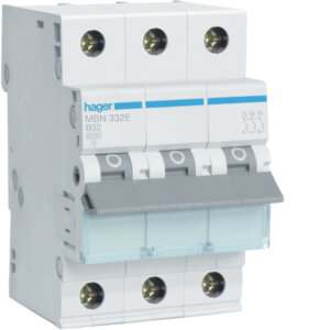 Hager MBN332E Hager installatieautomaat 3P 32A B 6KA Hager MBN332E Hager installatieautomaat 3P 32A B 6KA