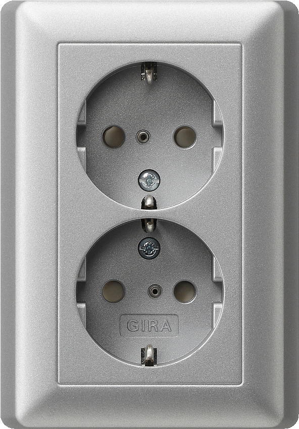 Gira systeem 55 wandcontactdoos (WCD) 2-voudig aluminium met bevestigingsklauwen