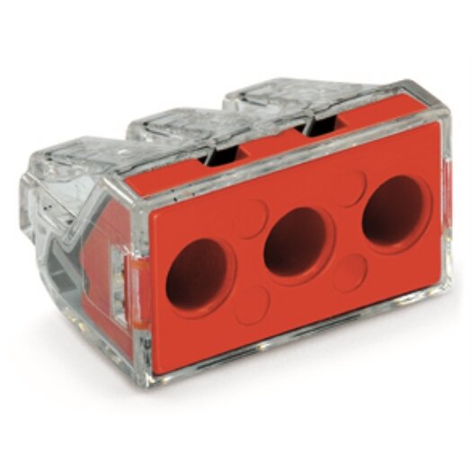 Lasklem WAGO "773" 3 x 2,5 - 6,0 mm² transparant / rood