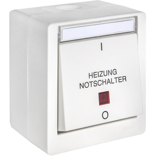 OPUS RESIST (puls)schakelaar met verlichting Verwarming noodstop-schakelaar, rode lens helder wit