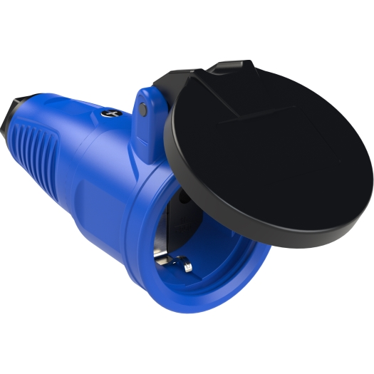 SIROX geaarde contrastekker 230 V met klapdeksel blauw volrubber