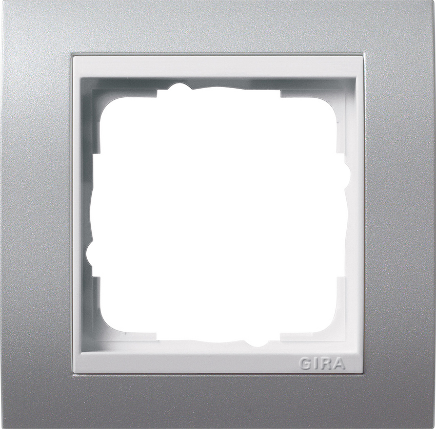 GIRA Event afdekraam 1-voudig aluminium mat/wit glans
