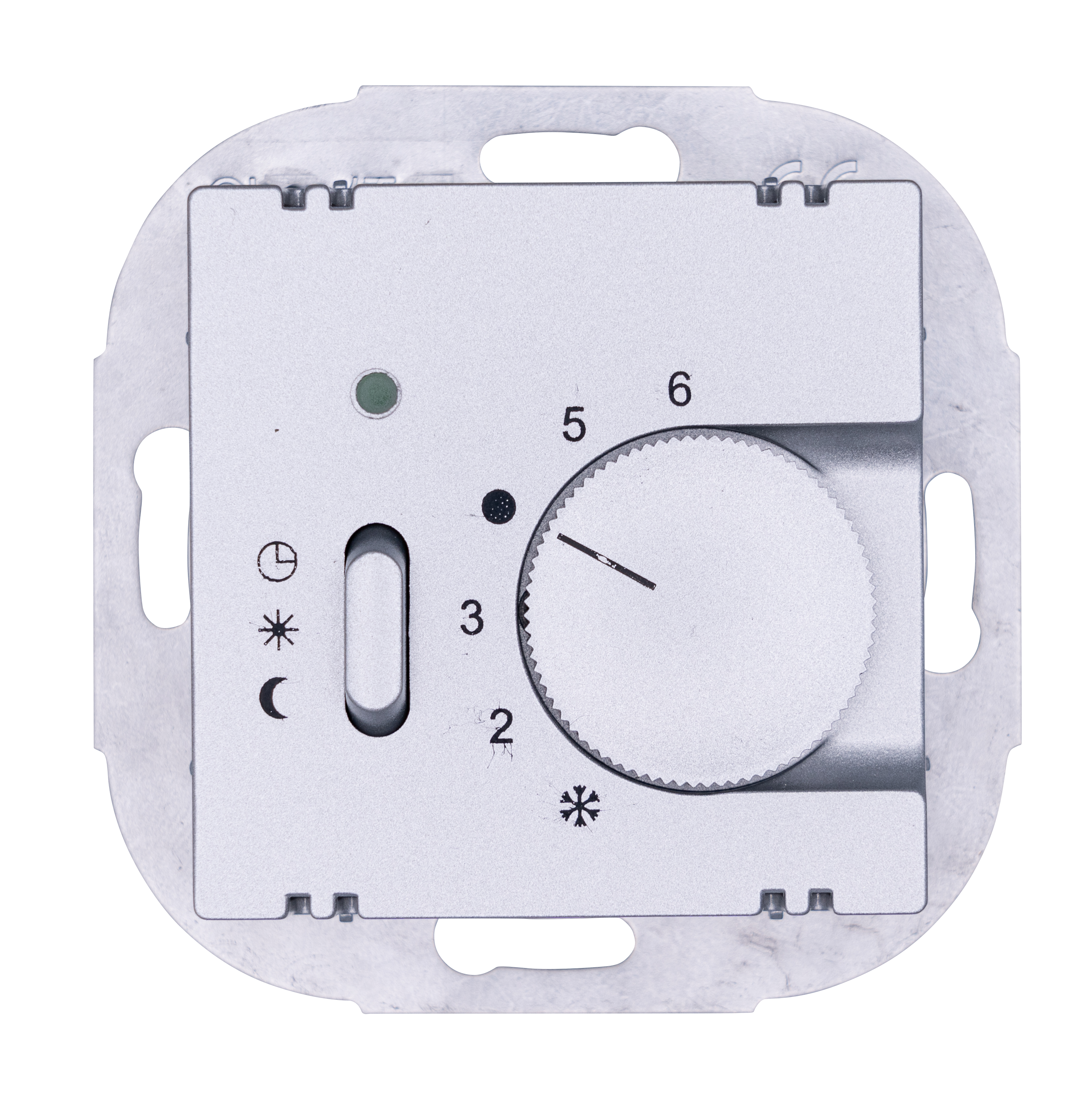 OPUS 55 kamerthermostaat, verbreekcontact, met handschakelaar verlaging/AAN/UIT alu - zilver - zijd