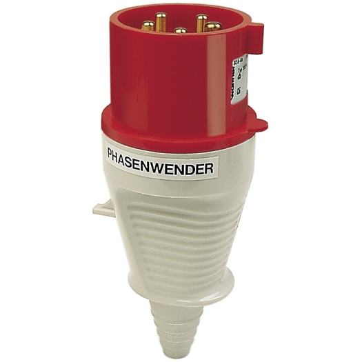 CEE-stekker IP 44, 5-polig, 400 V, 6 h 32 A, met faseomkeerschakeling