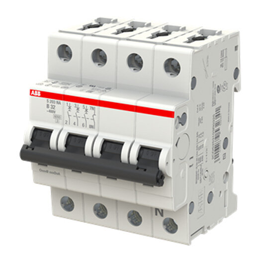 ABB Installatieautomaat B32 3P+N 6 kA "S203" (krachtgroep) ABB Installatieautomaat B32 3P+N 6 kA "S203" (krachtgroep)