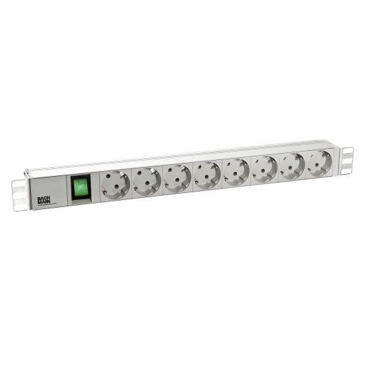 Contactdoos blok 19", 8-voudig, zonder schakelaar