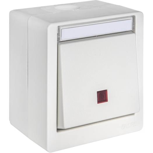 OPUS RESIST (puls)schakelaar met verlichting Controle schakelaar Uit/wissel, rode lens helder wit