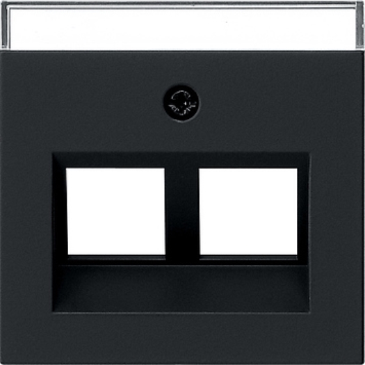 Gira data centraalplaat tbv draagring 2xRJ45 zwart mat
