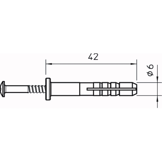 Slagplug voor Type 2955 6x40mm, PA, grijs wit, RAL 9002