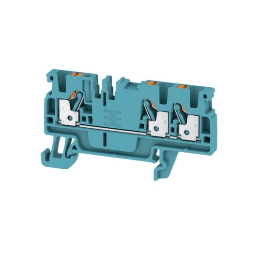 Doorvoermodulaire klem, PUSH IN, 2,5 mm², 800 V, 24 A, aantal aansluitingen: 3, TS 35, blauw
