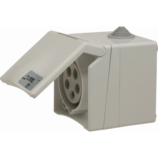 SIROX CEE-opbouw wandcontactdoos, 5-polig, 400V, 6h 16A, lichtgrijs SIROX CEE-opbouw wandcontactdoos, 5-polig, 400V, 6h 16A, lichtgrijs