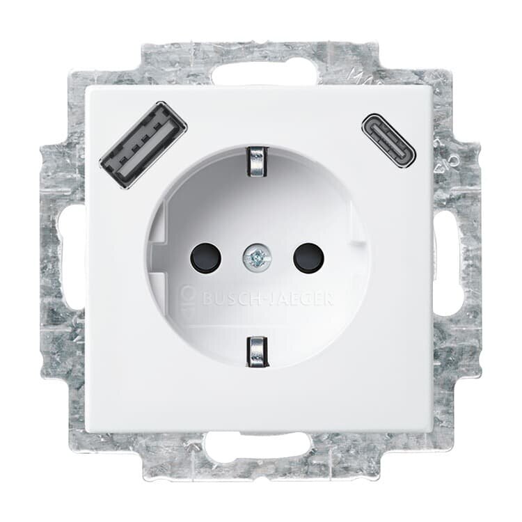 BUSCH-JAEGER USB A-C wandcontactdoos met verhoogde aanrakingsveiligheid balans SI, alpine wit WCD
