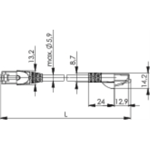 Patchkabel S-FTP Cat.6A(IEC), 0,25 m MP8 FS 500, LSZH, paars, 1:1