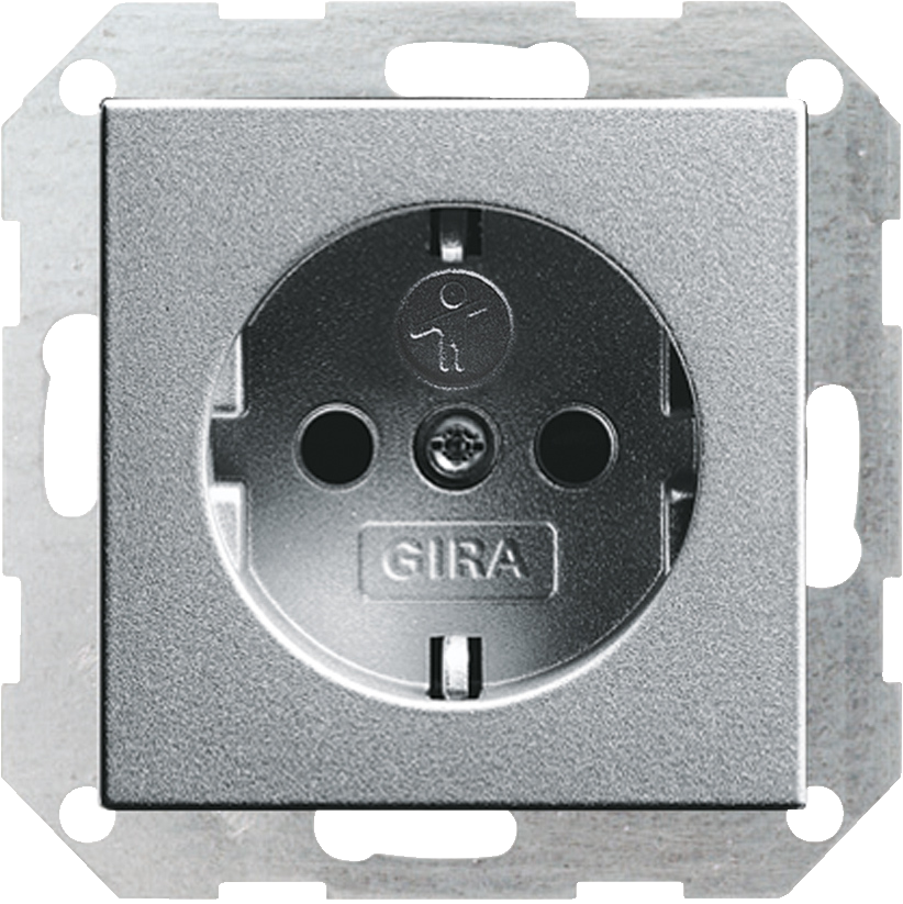 Gira systeem 55 wandcontactdoos (WCD) aluminium met bevestigingsklauwen