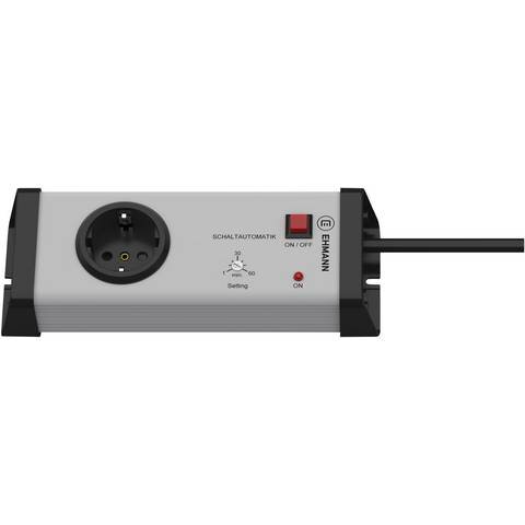 Powerstrip, zilver, 1x contactdoos met aardingscontact, 1,5 m voedingskabel