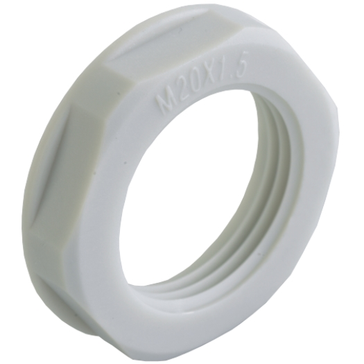 Borgmoer Kst. met flens, M32x1,5, lichtgrijs RAL 7035