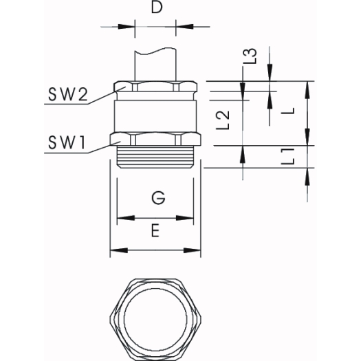 Kabelwartel met snijring PG16, CuZn, N Kabelwartel met snijring PG16, CuZn, N