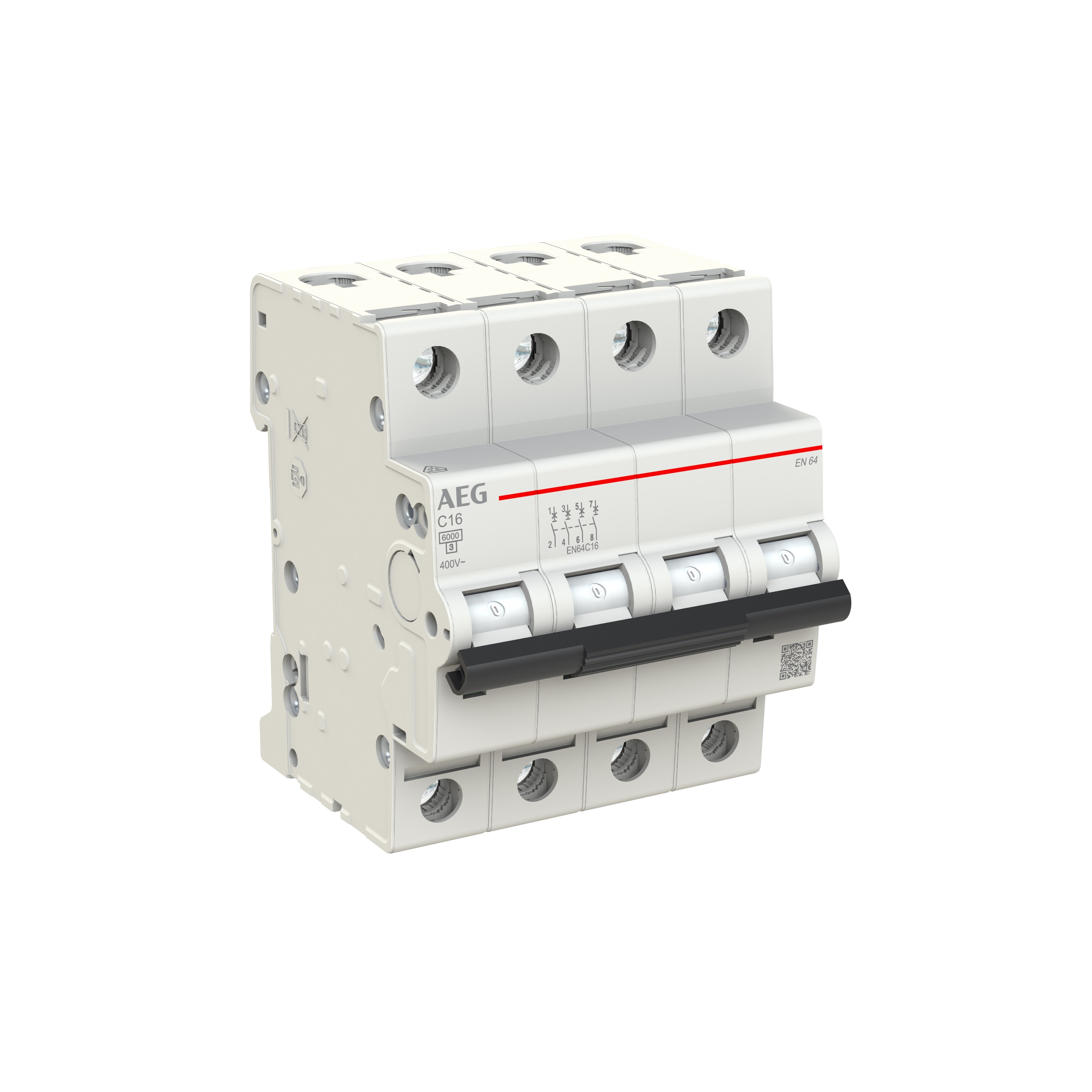 AEG Installatieautomaat 4P C16 A 6kA AEG Installatieautomaat 4P C16 A 6kA