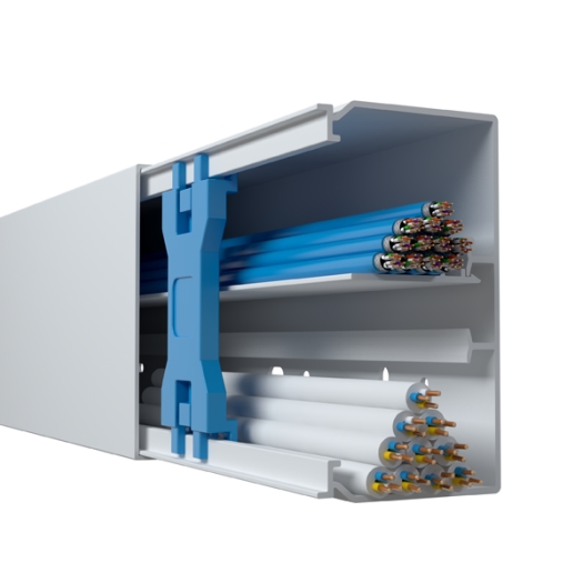 FB 60x110, kabelgoot, met vloerperforatie en DIN montagerail, kleur: 9010, PU: 8 meter