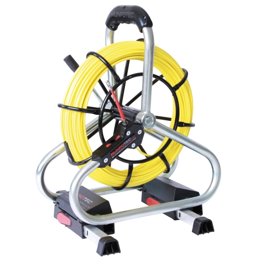 Profi-set glasvezelhengel 60 m Ø 4,5 mm RUNPOTEC draad RTG Ø 6 mm, incl. stalen haspel Ø 330 mm en D