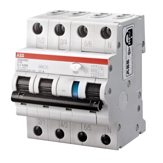 ABB Aardlekautomaat 3P+N type A, B16, 30mA "DS203NC"
